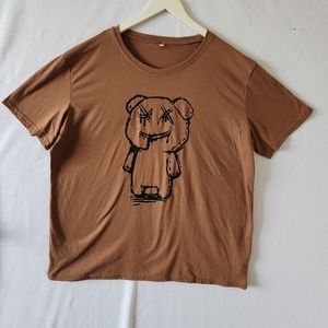 SHEIN Men's T-Shirt Size Short Sleeve Brown Reflective Bear Tee Size 4XL.NWOT